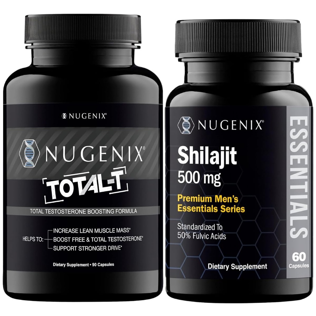 Nugenix Essentials Shilajit e Total-T Testosterone Booster per gli uomini