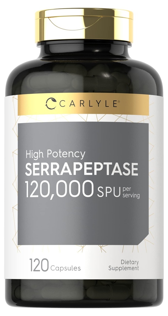 Carlyle Serrapeptase 120000 SPU | 120 capsule | Supporta la salute del seno | Gluten Free Enzyme Supplement
