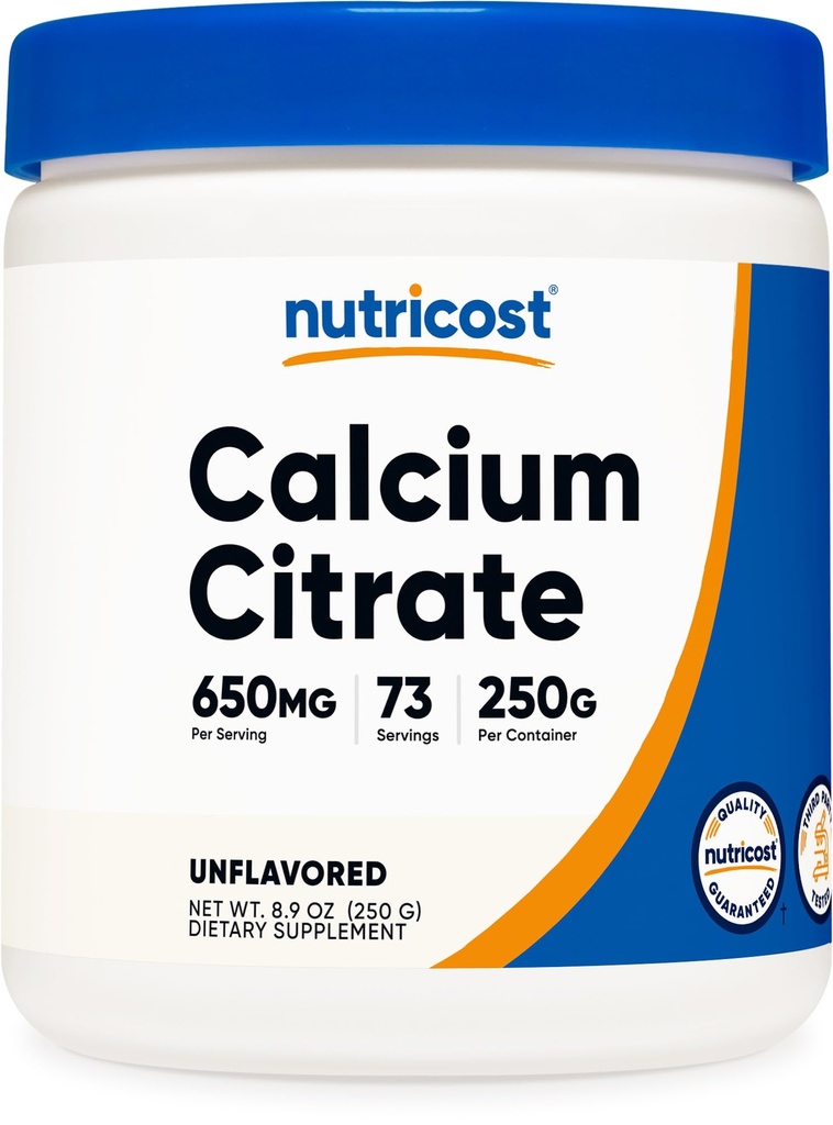 Polvere di citrato di calcio di Nutricost (250 grammi) non aromatizzata