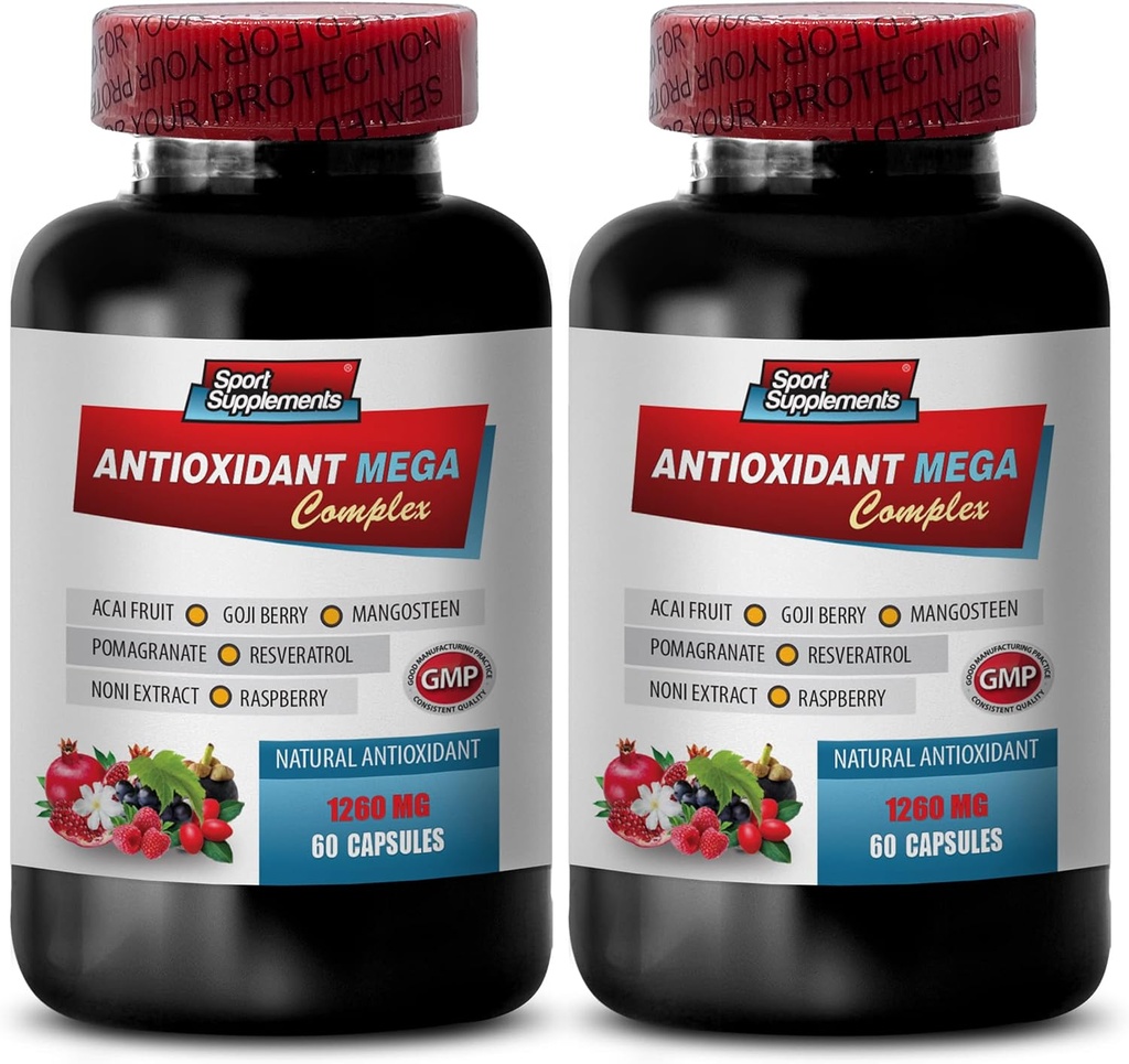 antiossidante multivitamina - ANTIOXIDANT MEGA COMPLEX 1440 MG - Resveratrolo complesso, Acai berry pillole, Trans-resveratrolo, Goji berry pillole, capsule di estratto di melograno, Mangosteen - 2B 120 capsule