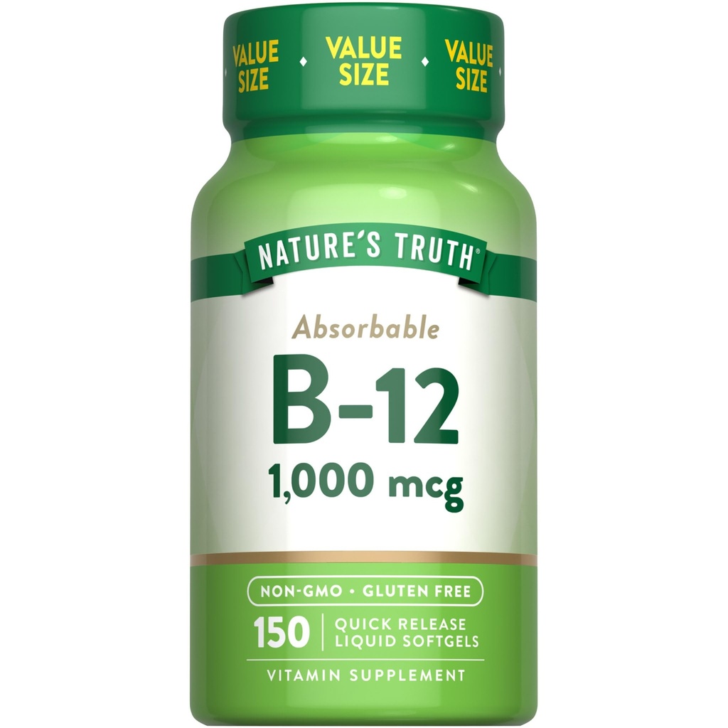 Vitamina di Verità della Natura B12 | 1000 mcg | 150 Softgels | Non OGM & Gluten Supplemento gratuito