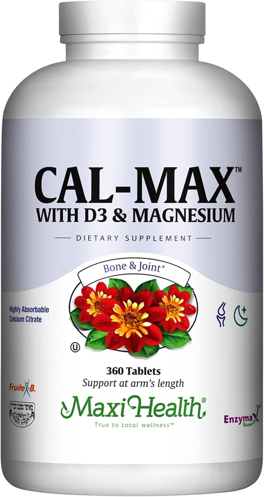 Calcio 1000 mg con vitamina D3 (400 UI) e Magnesio (750 mg) - Supplemento dietetico per ossa, denti, supporto congiunto - per uomini e donne - 360 compresse