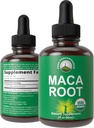 Maca Root Liquid Drops. USDA Organic Vegan Extract Supplemento per le donne e gli uomini. Maca For Energy, Endurance e Mood Support. Zucchero Zero, senza glutine, senza capsule