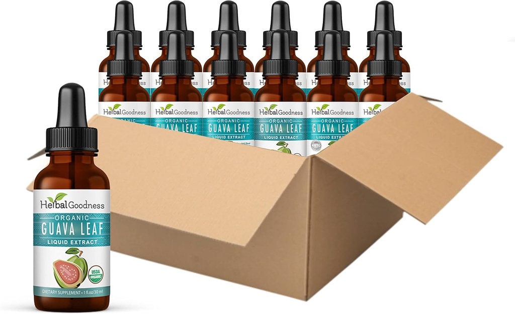 Guava Leaf Extract - Natural Guava Leaf - Support Hair, Skin & Nails, Digestion & Immunity - Salute e Benessere - Non-GMO -1oz Liquid - Bontà Erba (Pack of 12)