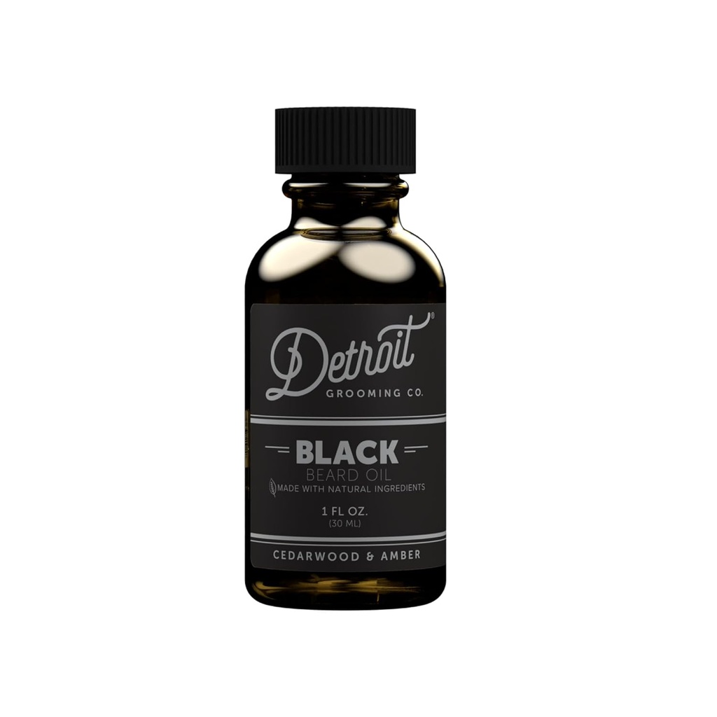 Detroit Grooming Beard olio | Hydrating & Nourishing Formula con vitamina | Cedarwood & Amber • Nero (1 oz)