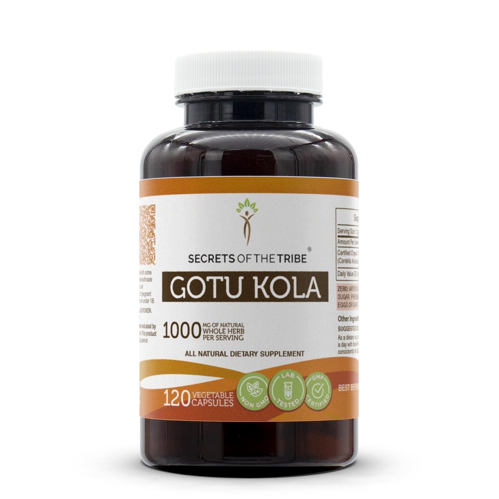 Segreti della Tribe Gotu Kola 120 capsule, 1000 mg, Gotu Kola (Centella Asiatica) Erbe secca (120 capsule)