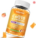 Zucchero CoQ10 Gummies, Plus Omega-3, Vitamina B3 e Zinco, Magnesio, 5X Alto assorbimento Coenzima Q10 Integratori, q10 Boost Cellular Energy, Potente Antiossidante & Cervello, Peach Flavor, 60 Ct