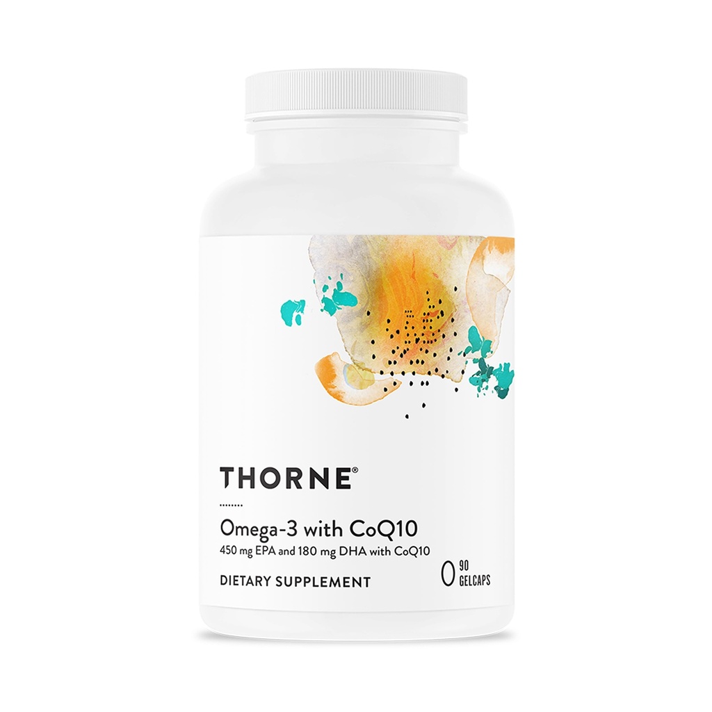 THORNE - Omega-3 con CoQ10 - Supplemento di acidi grassi Omega-3 con CoQ10 - EPA e DHA - 90 Gelcaps