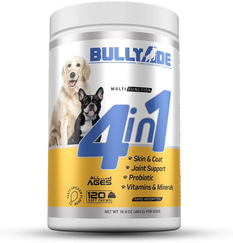4 in 1 - Probiotico, Joint Support, Skin & Coat, Multi-Vitamin Soft Chews for Dogs, 16.9 oz