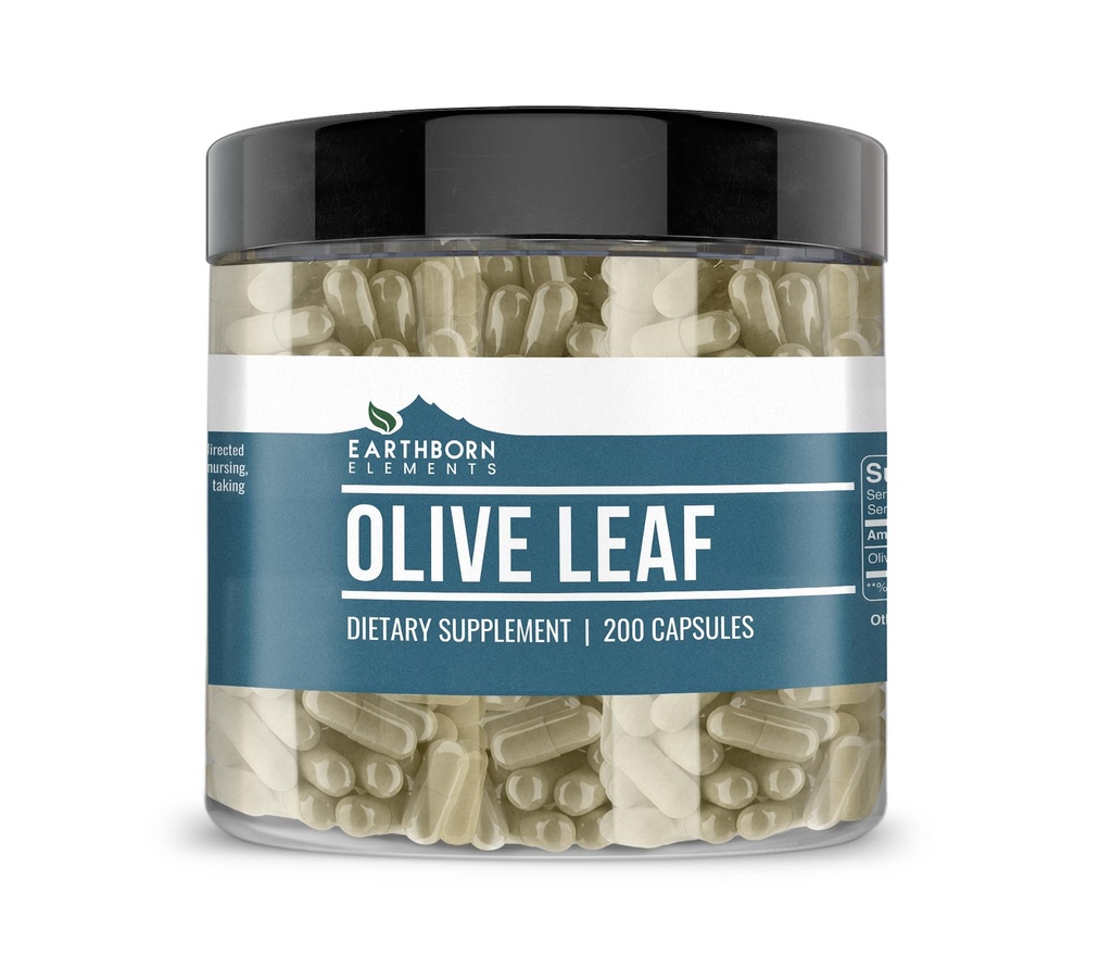 Estratto di foglie di oliva degli elementi terrestri 200 Capsule, Pure & Undiluted, No Additivi