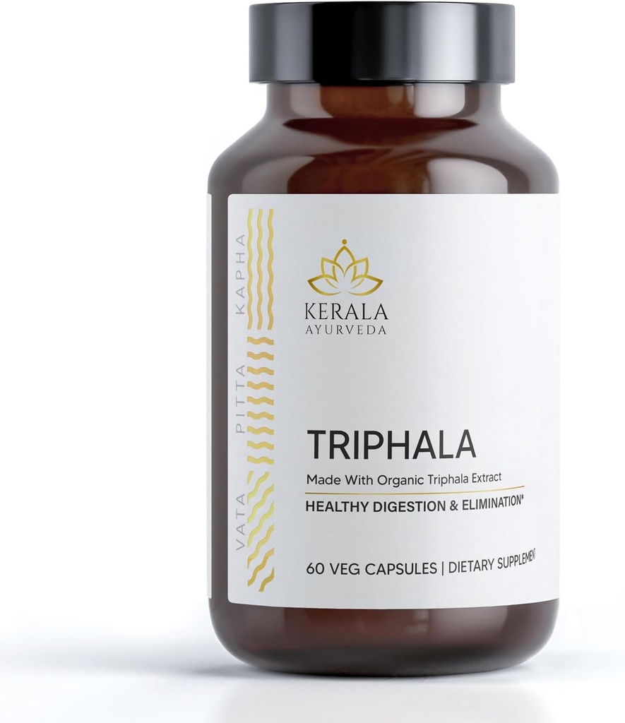 Kerala Ayurveda Triphala Capsules - 60 Count | Digestione e supporto del colon | Antiossidante Rich | Supporta Total Body Wellness | Supporto del sistema immunitario | Supporta ringiovanimento cellulare