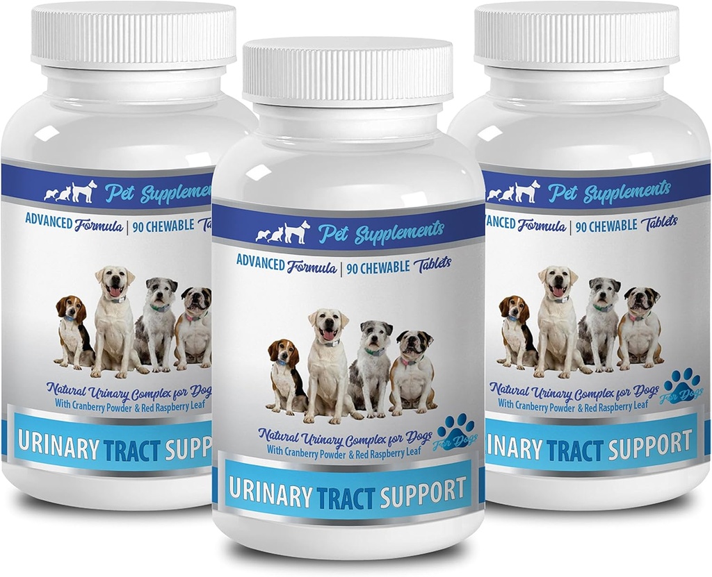 trattamento di incontinenza urinaria del cane - DOG URINARY TRACT SUPPORT - NATURAL CRANBERRY SOLUTION - BLADDER HEALTH - VET RECOMMENDED - urinario di mirtillo del cane - 3 Bottiglia (270 Treats)