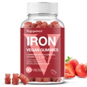 Iron Gummies Integratori per Donne e Bambini - Multivitamina con Vitamina C per il supporto energetico, Grandi Vitamine Di Gomma Di Ferro Con Vitamina C per Assorbimento Max - Vegan, Fragola 90 Conte