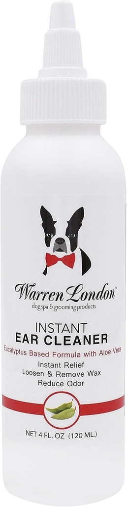 Warren London Instant Ear Cleaner- Dog Ear Drops w/Aloe per prevenire l'irrigazione | Made USA | 12oz