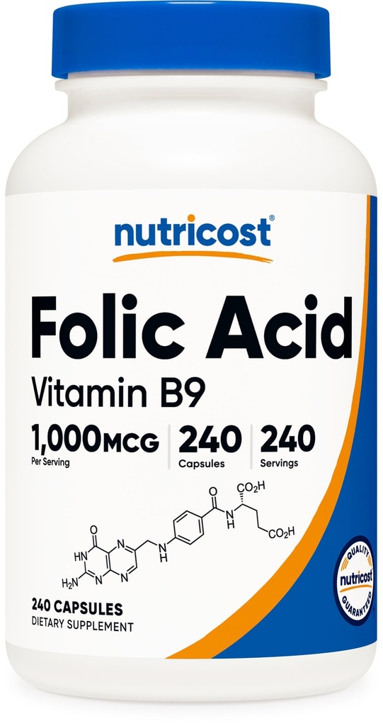 Acido Folico Nutricost (Vitamina B9) 1000 mcg, 240 capsule