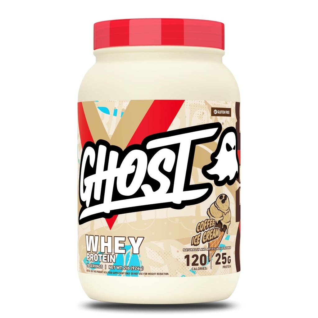 GHOST Polvere di proteine del siero, gelato del caffè - 2LB, 25G di proteine - miscela di proteine del siero - - - Shakes di fitness e nutrizione di allenamento della polvere, Smoothies, cottura e cottura - Soia e senza glutine