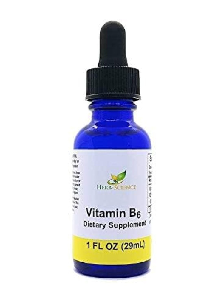 Liquid Vitamina B6 Gocce - Estratto di piridoxina Integratore alimentare per supportare la funzione del cervello, l'immunità, il sistema nervoso, la salute del cuore, il metabolismo - 500% DV, 36 Serve per bottiglia - 1 fl. oz.