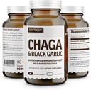 100% Real Wild Chaga Mushroom & Aged Black Aglio capsule in polvere — Antiossidante & Immune Support Supplemento | Nordic Forest Chaga Mushrooms with Black Garlic | No Fillers | 1500mg Capsule | 90 ct