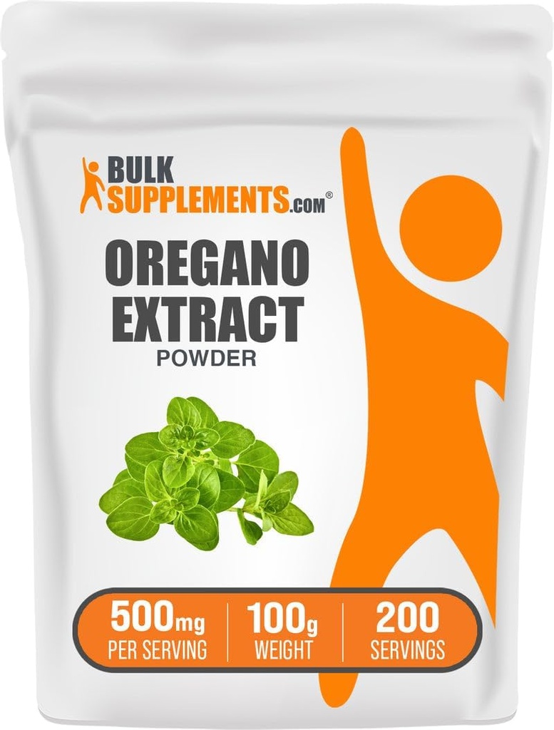 BulkSupplements.com Polvere di Estratto di origano - Supplemento di Estratto di erbe, da Oregano Herb - Gluten Free, 500mg per Serving, 100g (3,5 oz) (Pack of 1)