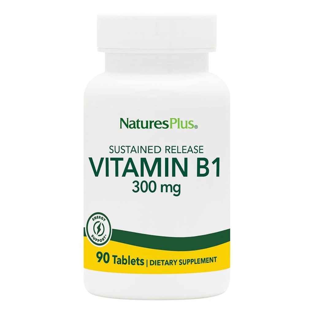 Natures Plus Vitamina B1 (Thiamin HCI), rilascio prolungato - 300 mg, 90 compresse vegetariane - senza glutine - 90 porzioni