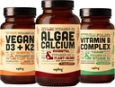 Algae Calcium & Vegan D3 + K2 & Vitamina B Complex Bundle - Supplemento di calcio alle alghe rosse, 4000 IU Vitamina D3 e 100mcg Vitamina K2, Vitamine B essenziali