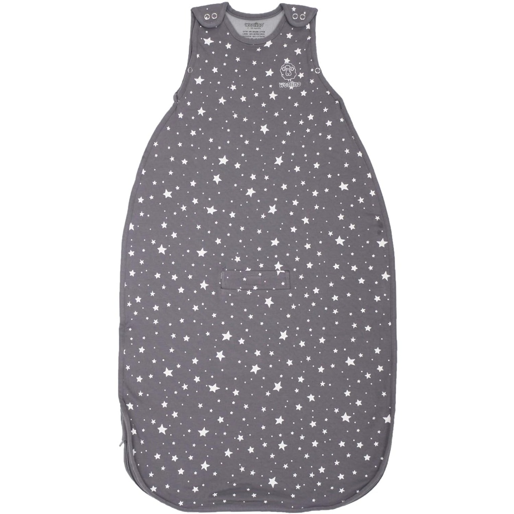 Woolino Toddler Sleeping Sack, 4 stagioni, lana Merino e cotone biologico, Baby Sleep Bag, 2-4 anni, Star Gray