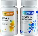 Magnesio di potassio con zinco di calcio & D3 K2 Integratori di vitamina Bundle per cuore, ossa, salute del muscolo