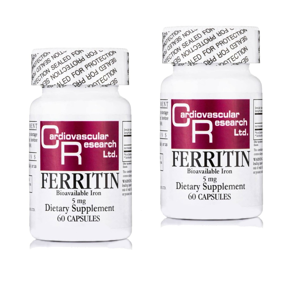 Cardiovascular Research Ferritin Iron Supplemento per le donne e gli uomini 5 mg 120 capsule - 2 Pack Saver