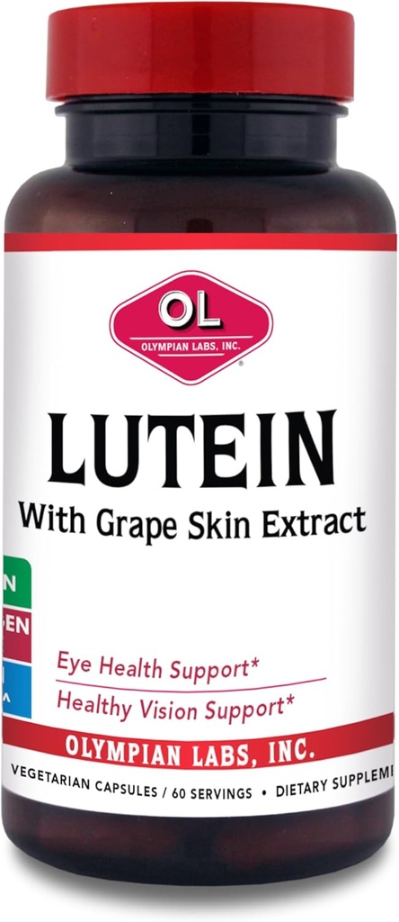 Labs olimpici Lutein 20 mg, 60 capsule formulato con FloraGLO e Estratto di pelle di uva, Supportando la visione sana e la funzione degli occhi
