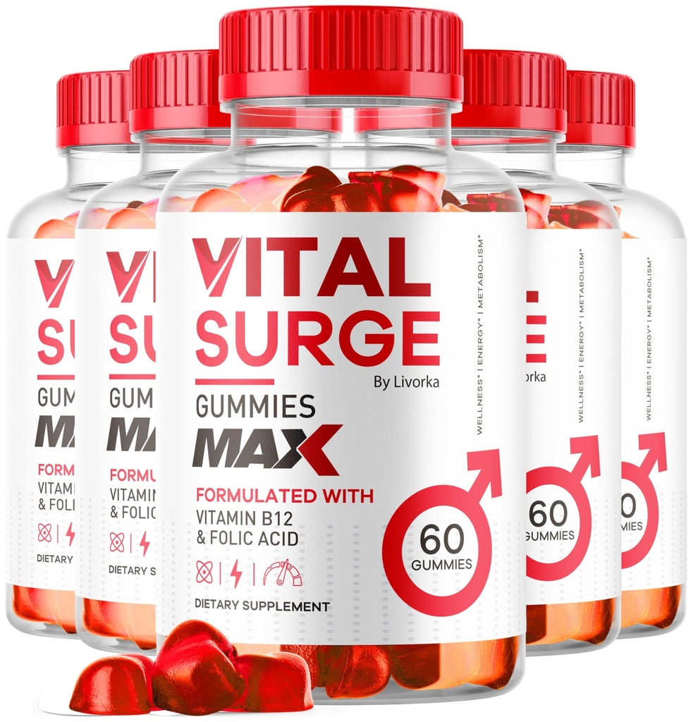 (5 Pack) Vital Surge MAX, VitalSurge Gummies MAX per il supporto degli uomini, 1050 MG Advanced Max Strength Formula, VitalSurge MAX Maschio Performance, Vital SurgeMAX Mens Gummies