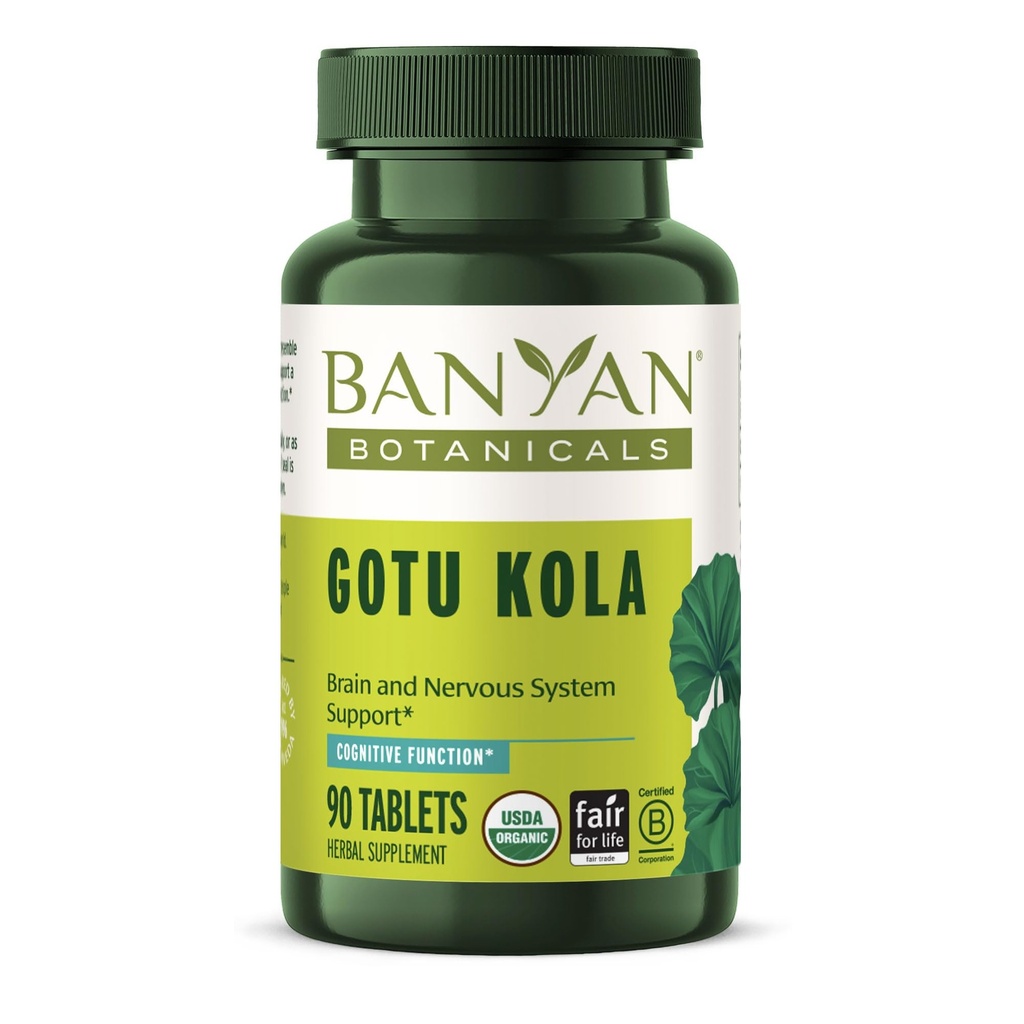 Banyan Botanicals Gotu Kola (Centella Asiatica) – Organic Adaptogen & Nootropic Brain Support Supplemento per la Memoria sana e concentrazione* – 90 compresse – Fairly Traded Sustainably Sourced Vegan