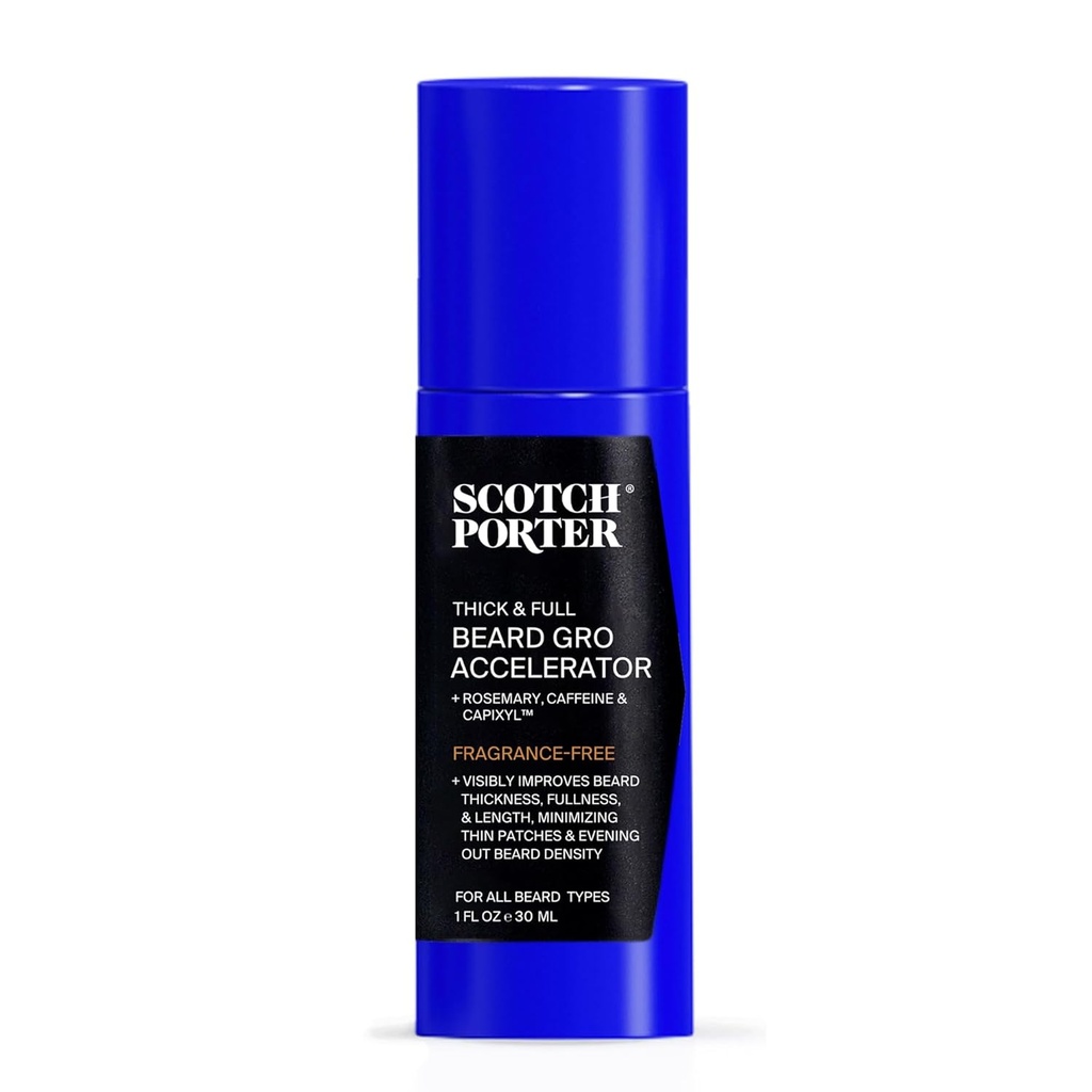 Scotch Porter Thick & Full Beard Gro Accelerator con Capixyl, Caffeine & Rosemary – Stimola e rinforza Follicles per un Thicker, Cuscinetto Fuller – 1 oz