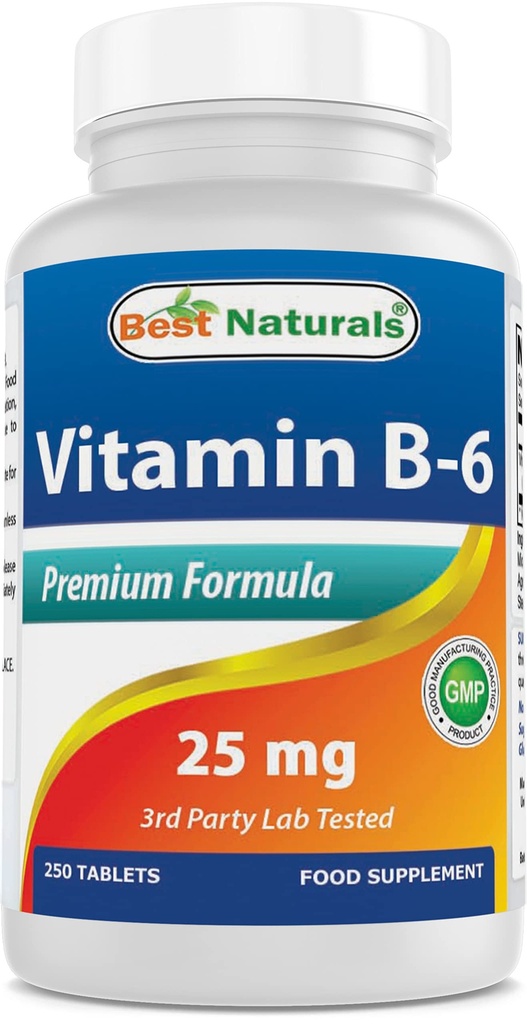 Migliori naturali Vitamina B-6 25 Mg compresse, 250 Conte