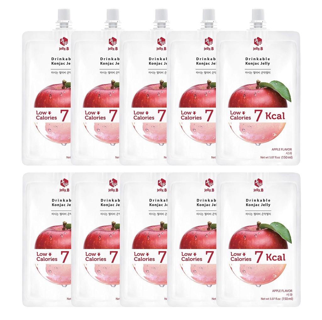 JELLY B Bevibile Konjac Jelly (10 confezioni da 150ml) - 0 Gram Sugar, Solo 6 kcal Ogni confezione (Apple)