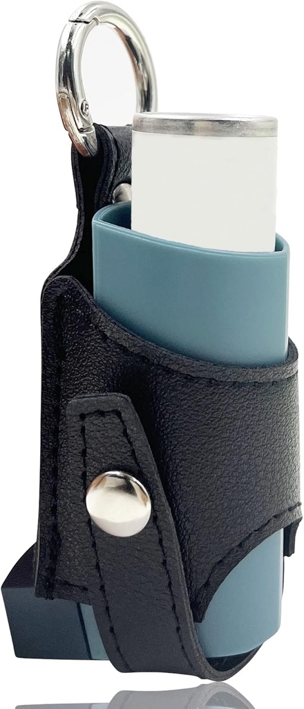 Custodia da viaggio per Asthma Inhaler, custodia compatta per Handy Inhaler per adulti e bambini (solo per cassa) (nero-nero)