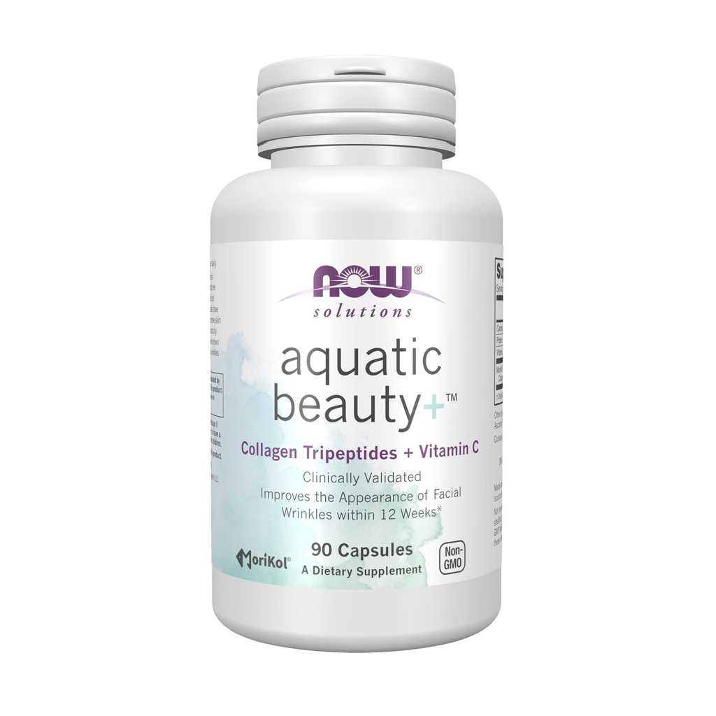 NOW Foods Solutions Aquatic Beauty+ Capsules - Collage marino e integratore di vitamina C per la pelle giovanile*, Non OGM, 60 capsule