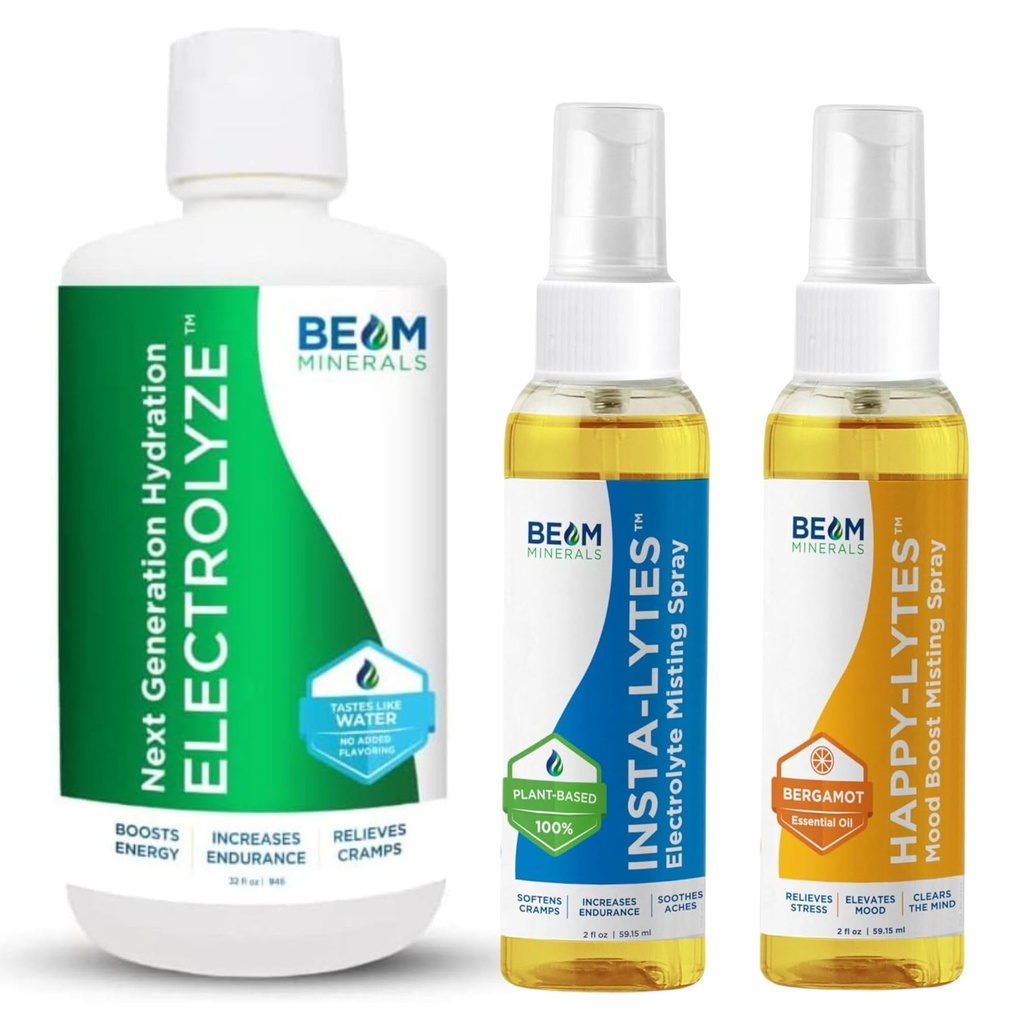 Imbalance Solution Electrolyte Electrolyze and Insta-Lytes Natural Liquid Electrolytes 2oz and Happy-Lytes Fulvic Electrolyte Misting Spray 2oz