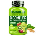 NATURELO Vitamina B Complex con Methyl B12, Methyl Folate, Vitamina B6, Biotin Plus Choline, CoQ10 e Frutta & Verdura Blend - Supporta Energy & Healthy Stress Response - Vegan - 120 capsule