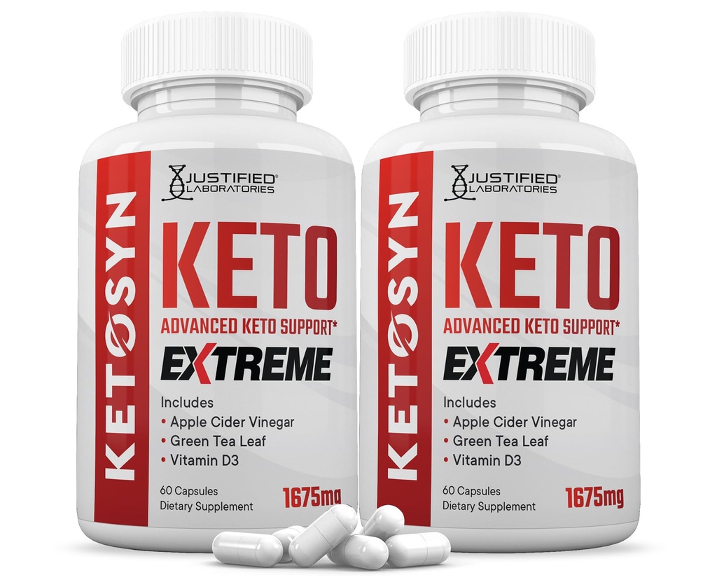 (2 Pack) Ketosyn Keto ACV Extreme Pills 1675 MG Keto Support Blend Capsule alternativa a Keto ACV Formulato con Aceto di Mela Aceto Extra Vergine di Oliva Polvere di Tè Verde Foglia 120 capsule