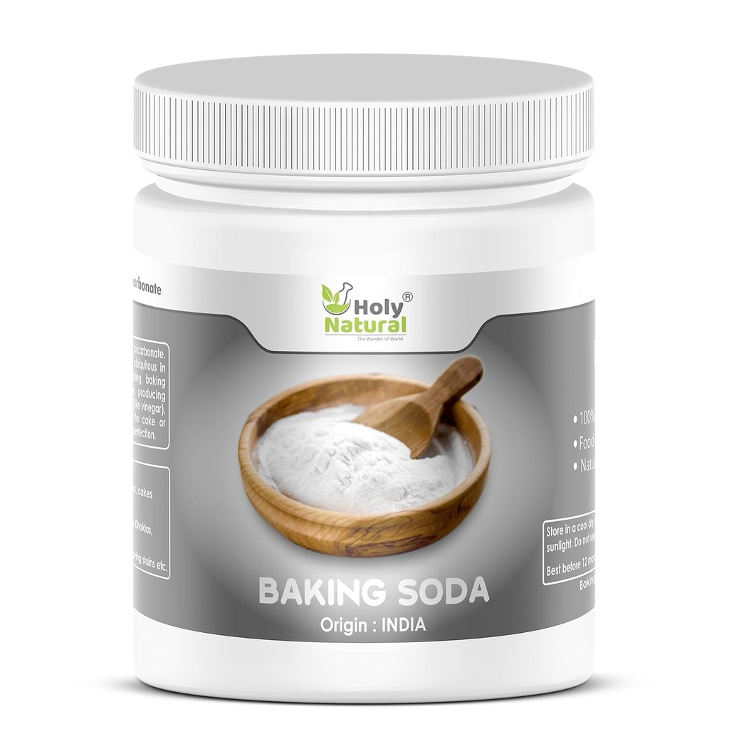 Ho.ly Na.tu.ral Baking Soda 250 gm | Bicarbonato di sodio di grado alimentare | Per cucinare, cuocere e pulire