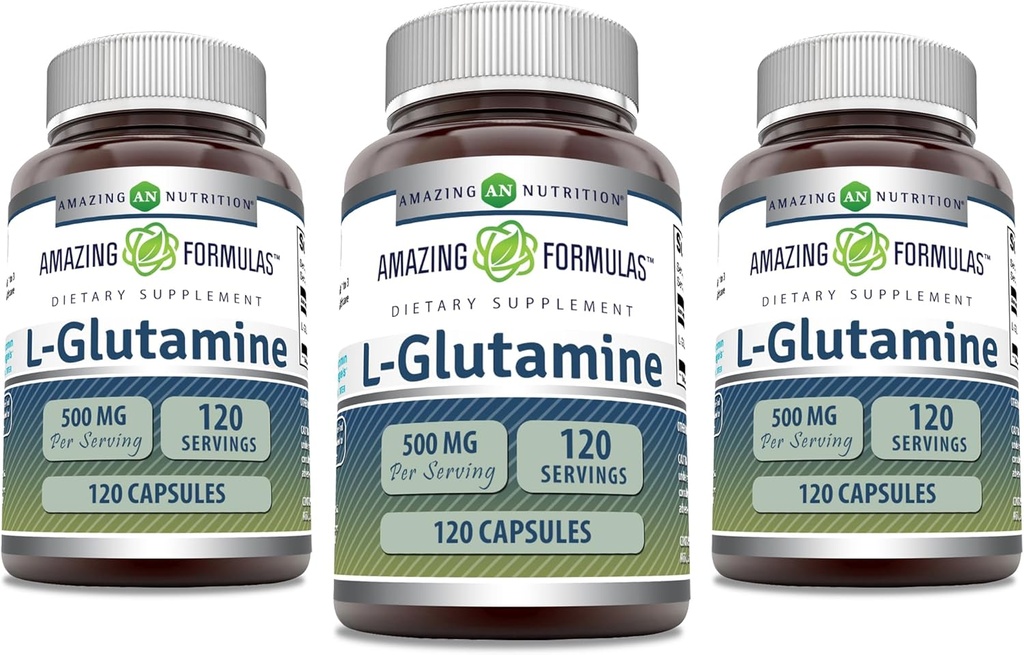 Incredibile formula L-Glutamina 500 mg capsule | Amino Acid Supplement | Non-GMO | Gluten Free | Made in USA (3 Pack, 120 Count)