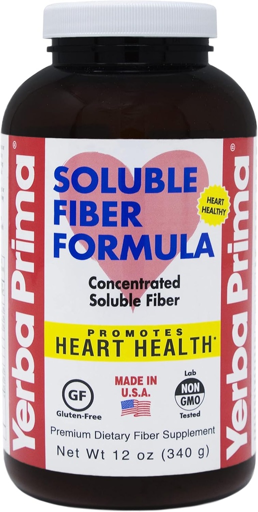 Yerba Prima Soluble Fiber Formula Powder, 12 Ounce - Premium Dietary Fiber Supplement, Natural, Concentrated Soluble Fiber, Gluten Free, Non OGM, Made in USA