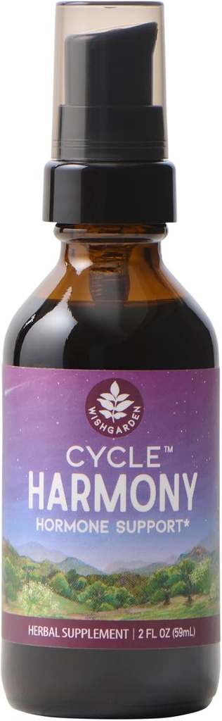 Supporto dell'ormone dell'armonia del ciclo delle erbe di WishGarden - Integratore di erbe basato sulle piante w/Vitex & Wild Yam Supporta il ciclo mestruale normale & questioni basate sull'ormone, PMS, cicli irregolari, problemi di ovulazione, 2oz