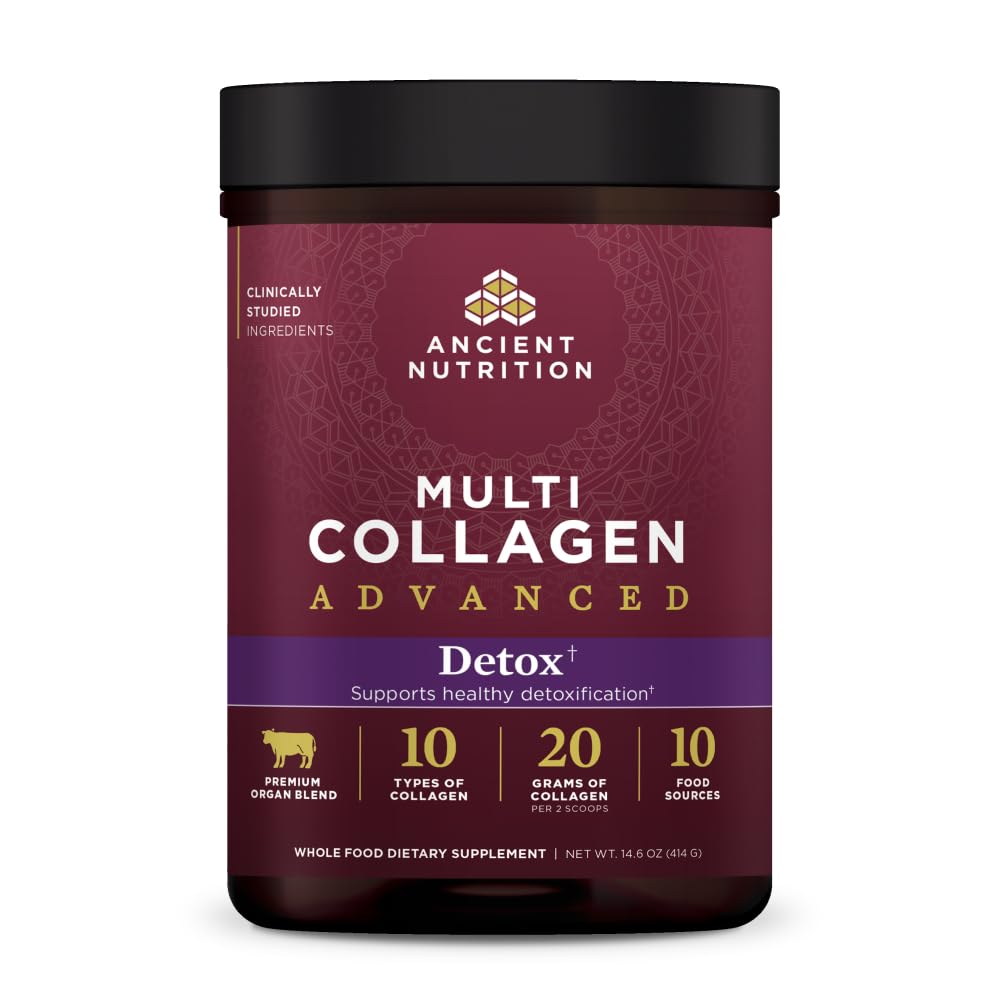 Antica nutrizione Advanced Multi Collagen Protein Powder Cleanse & Detox, Unflavored, 36 Serve