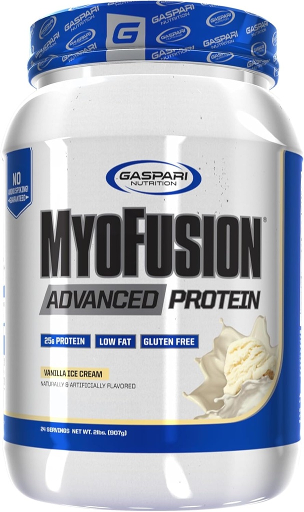 Gaspari Nutrition Myofusion Advanced Protein, Protein Blend with Whey Protein, Casein Protein e Isolate Protein, Low Fat and Gluten Free (2lbs, Vanilla Ice Cream)