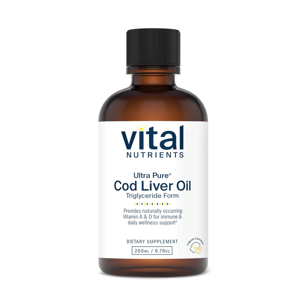 Vital Nutrients - Ultra Pure Cod Liver Oil 1025 (Pharmaceutical Grade) - 100% Pure Norwegian Cod Liver Oil - 200 ml per Bottiglia
