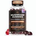 Efficace Nutra Mushroom Gummies 2500mg - 10in1 Lion’s Mane, Reishi, Chaga, Cordyceps & More - Focus, Clarity, Memory, Immunity, Energy - Natural Raspberry Flavor, Vegan, Made in USA (90 Count)