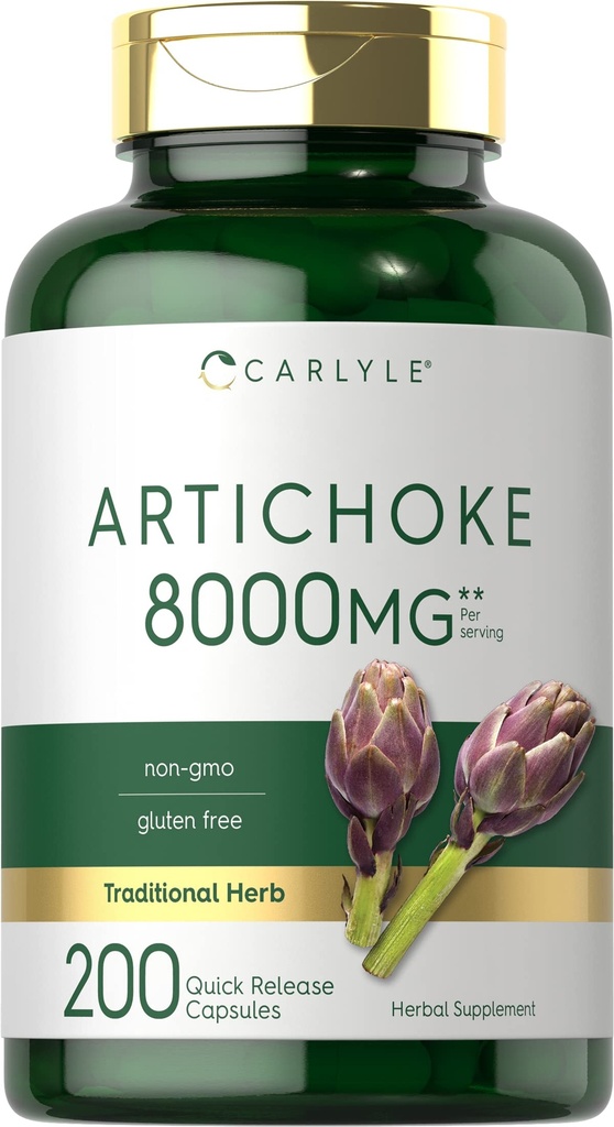 Carlyle estratto di carciofo capsule 8000mg | 200 Count | Non OGM, Gluten Free Supplement