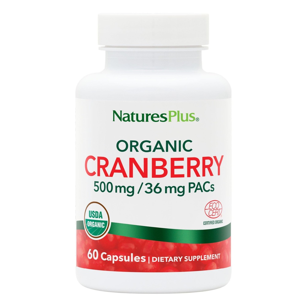 NaturesPlus Organic Cranberry 500 mg - 60 Capsule - Aiuta a promuovere il tratto urinario sano - Certificato USDA Organico, Vegan, Gluten Free, Non-GMO - 30 Serve