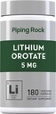 Piping Rock Lithium Orotate Supplemento | 5mg | 180 capsule | Non OGM, Gluten Free